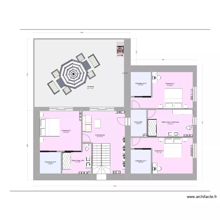 HAUT 2 COULEUR. Plan de 13  et 175 m²