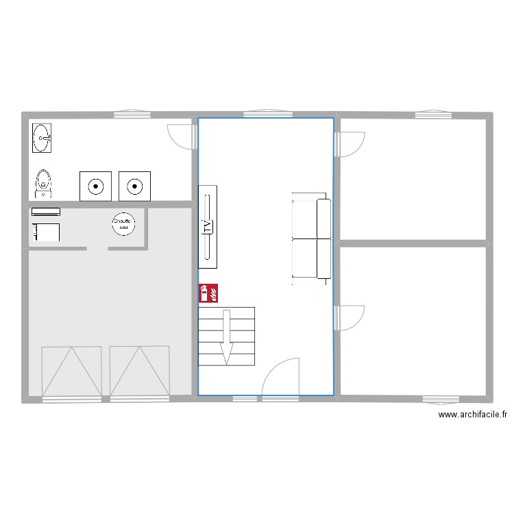 Sous-sol. Plan de 5 pièces et 198 m2