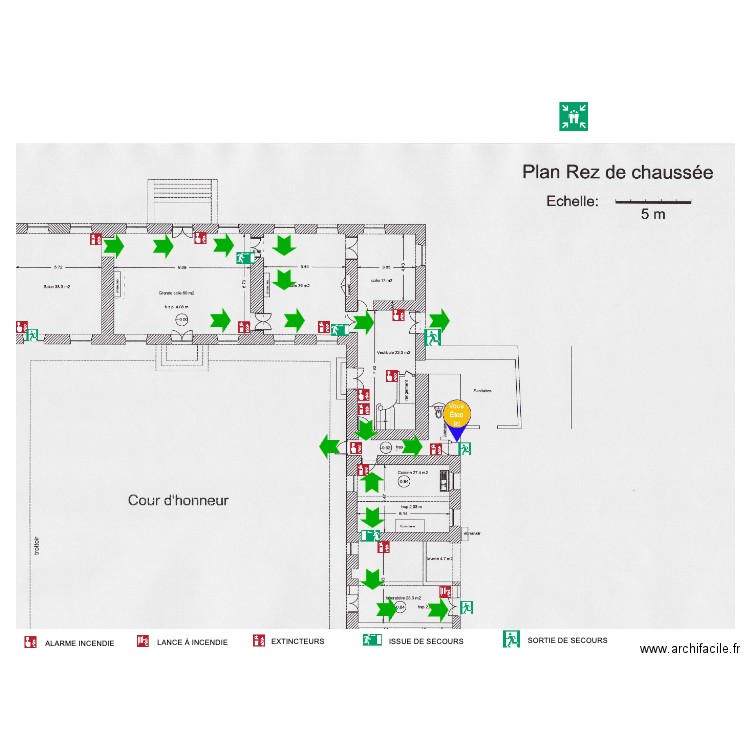 PLAN D'ÉVACUATION DOMAINE REZ DE CHAUSSEZ 2. Plan de 0 pièce et 0 m2