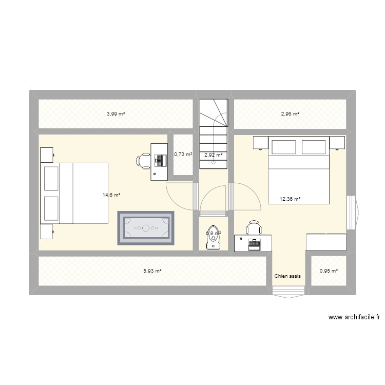 Logement nord étage 151224. Plan de 9 pièces et 45 m2