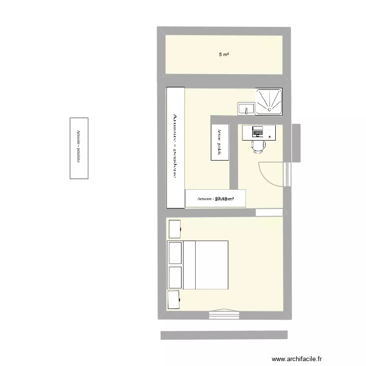 NOTRE CHAMBRE AVEC BIBLI. Plan de 2 et 32 m² NOTRE CHAMBRE AVEC BIBLI. Plan de 2 et 32 m²