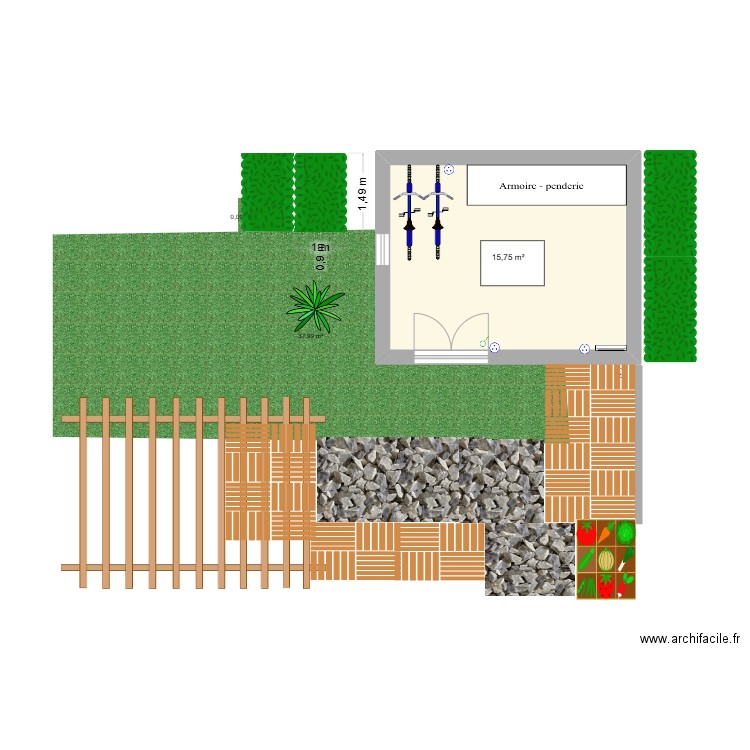 Garage. Plan de 1 pièce et 16 m2