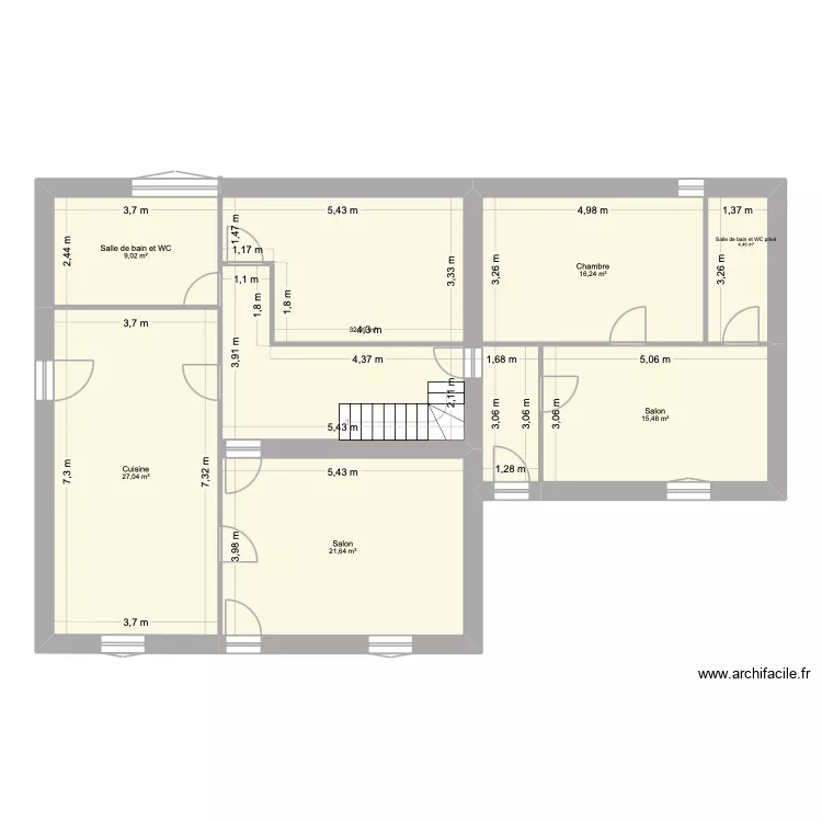 RDC 2. Plan de 7  et 127 m²