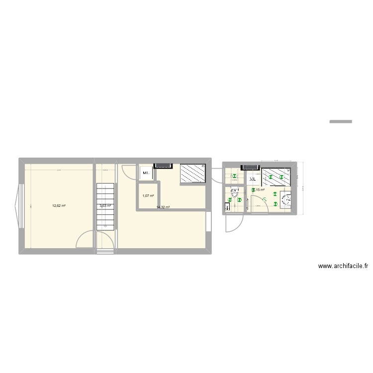 BLERET 120. Plan de 5 pièces et 38 m2
