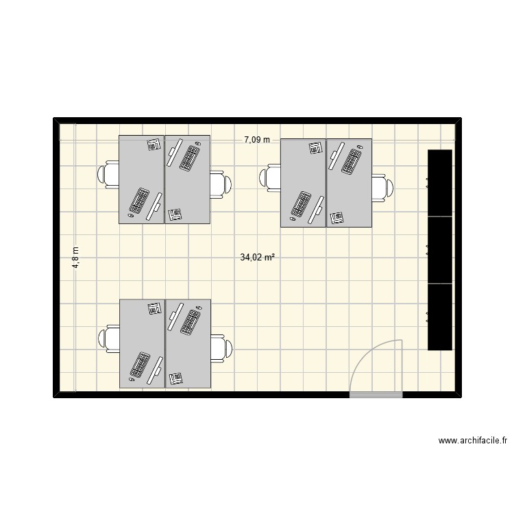 R18. Plan de 1 pièce et 34 m2