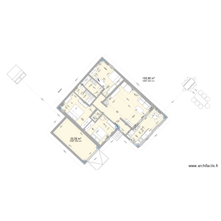 Claude monet 2. Plan de 2 pièces et 129 m2