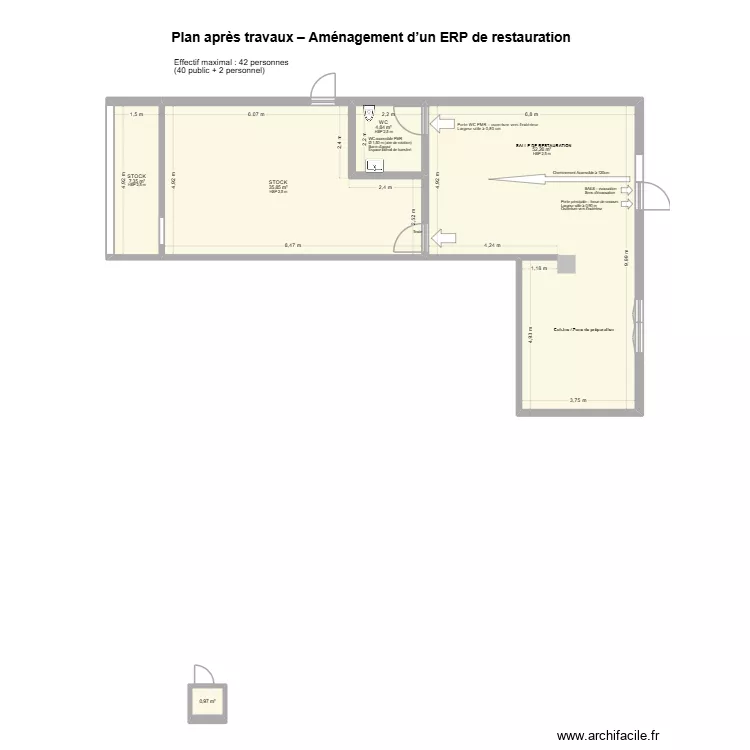 plan c&ocirc;t&eacute;. Plan de 5  et 101 m²