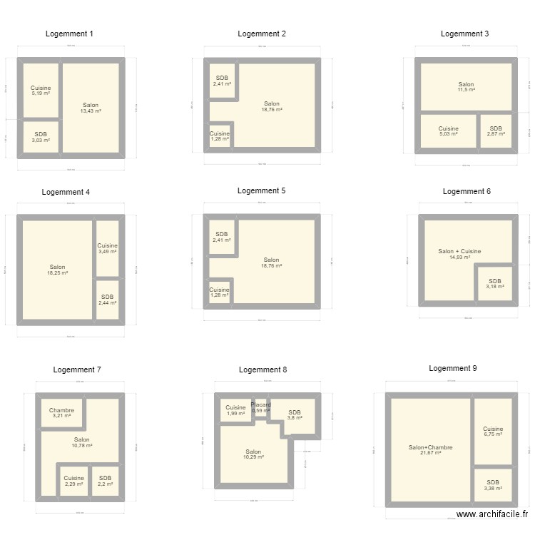 Plan log Honvault Emmanuel. Plan de 28 pièces et 195 m2