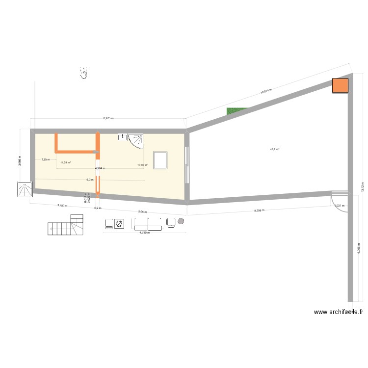 plan noyers escalier douche. Plan de 3 pièces et 76 m2