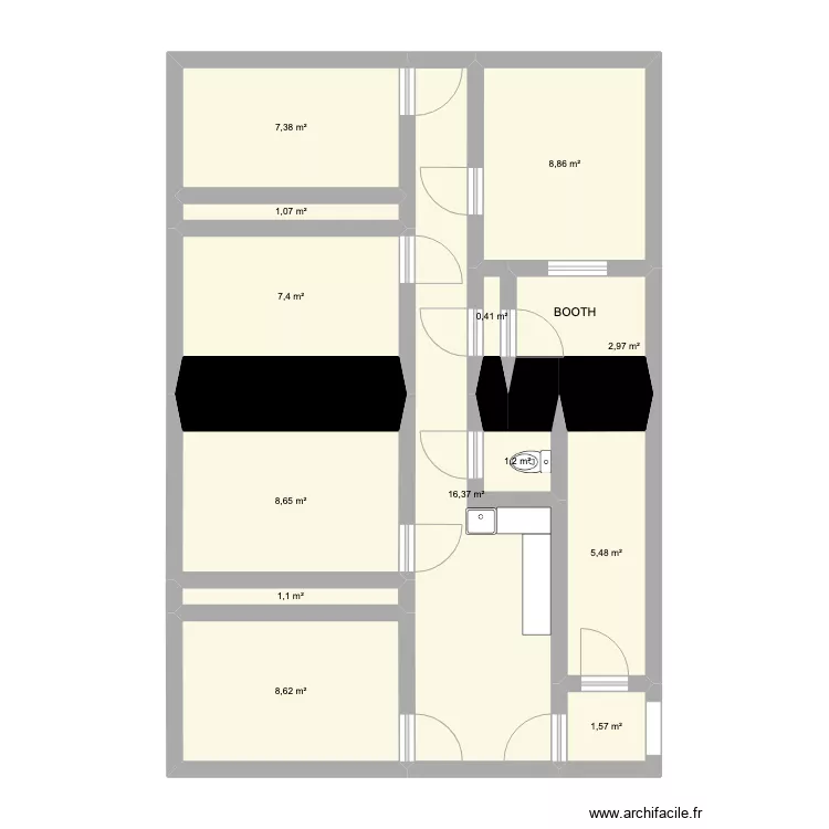 CAVES FB DU TEMPLE_TEST GRANDE CABINE. Plan de 