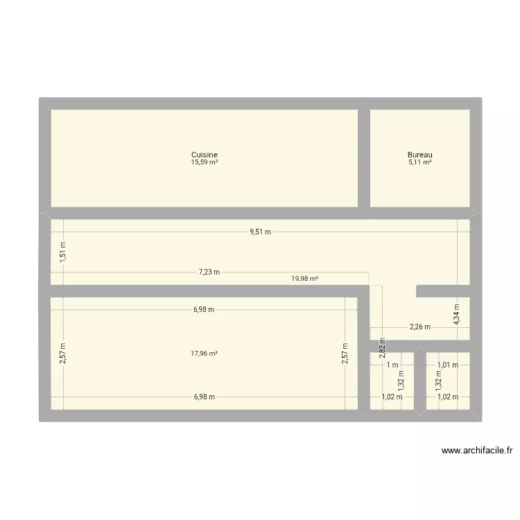 essaie. Plan de 4  et 59 m²