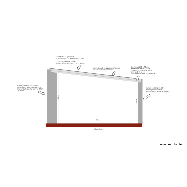 RECTANGLE  plan de coupe . Plan de 0 pièce et 0 m2