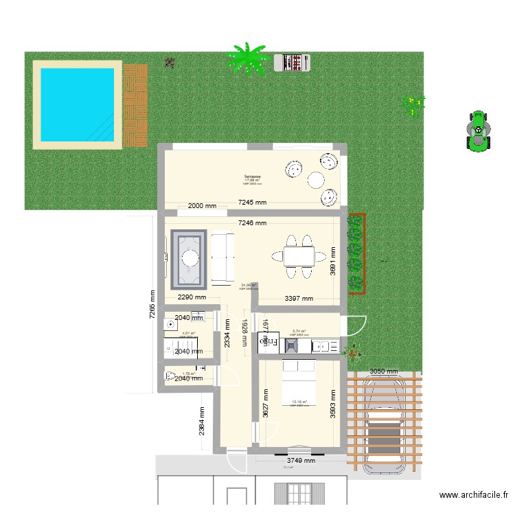 aiguade rénovation 1 chambre. Plan de 7 pièces et 75 m2