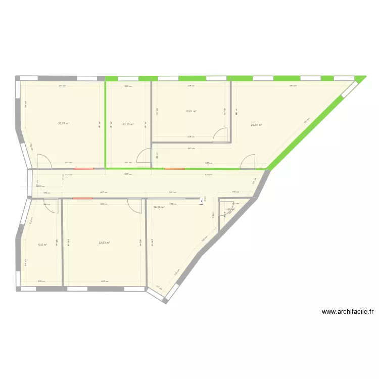 Jouy R+1 173m&sup2; V 1 TECHTONIQUE. Plan de 
