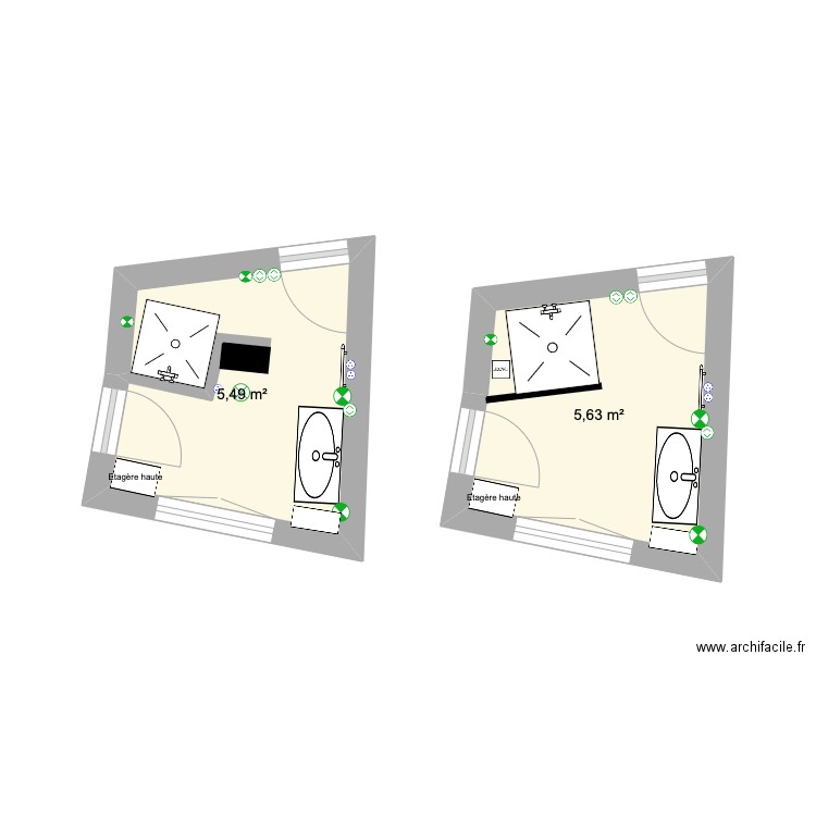 SDB2. Plan de 2 pièces et 11 m2