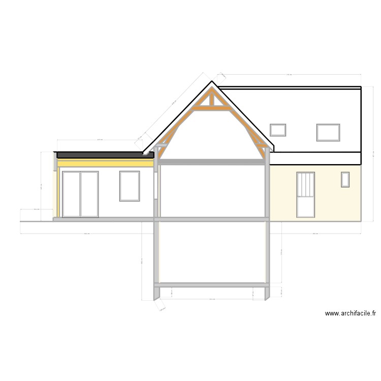 METEREAU - Façade Est - Après Coupe. Plan de 0 pièce et 0 m2