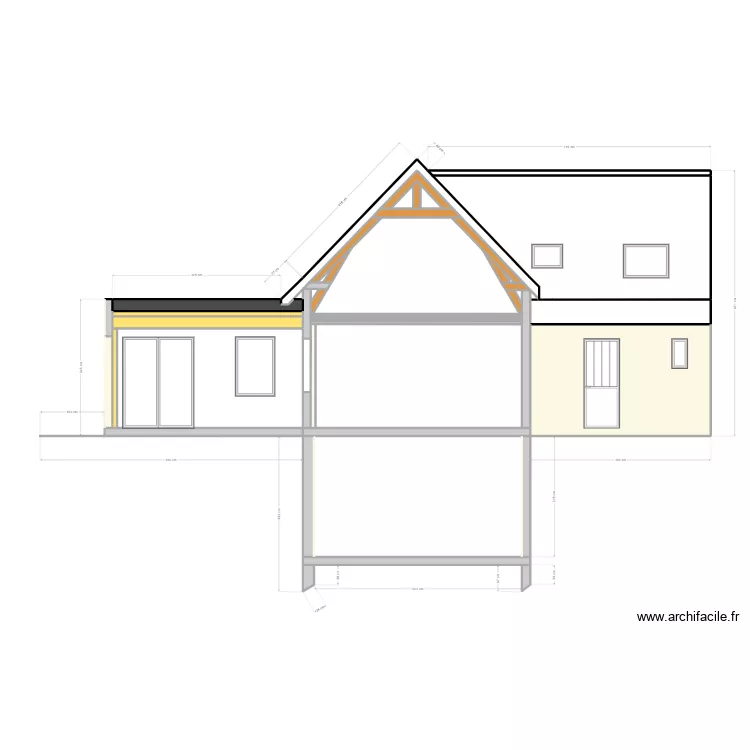 METEREAU - Façade Est - Après Coupe. Plan de METEREAU - Façade Est - Après Coupe. Plan de