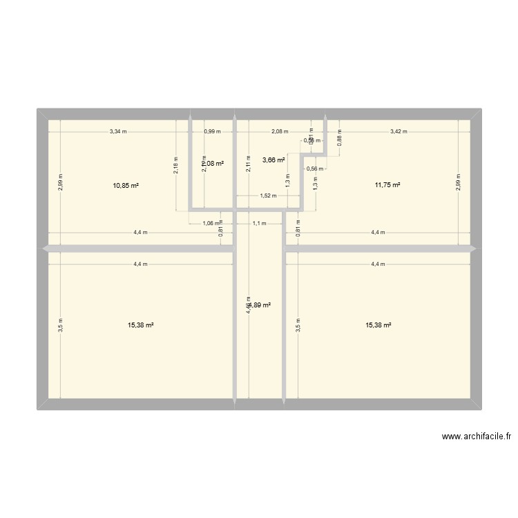 Maison Plage Base 2. Plan de 7 pièces et 64 m2