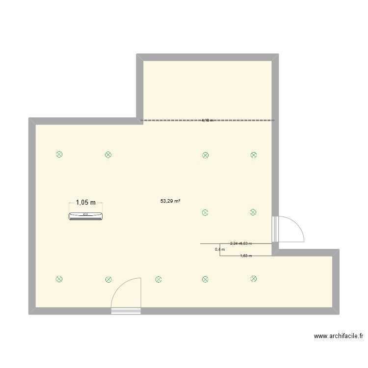 NACH Cergy. Plan de 1 pièce et 53 m2