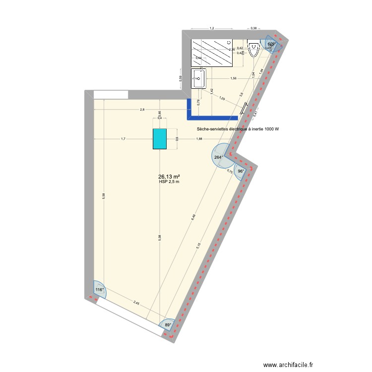 Plan Masse Buffon. Plan de 1 pièce et 26 m2
