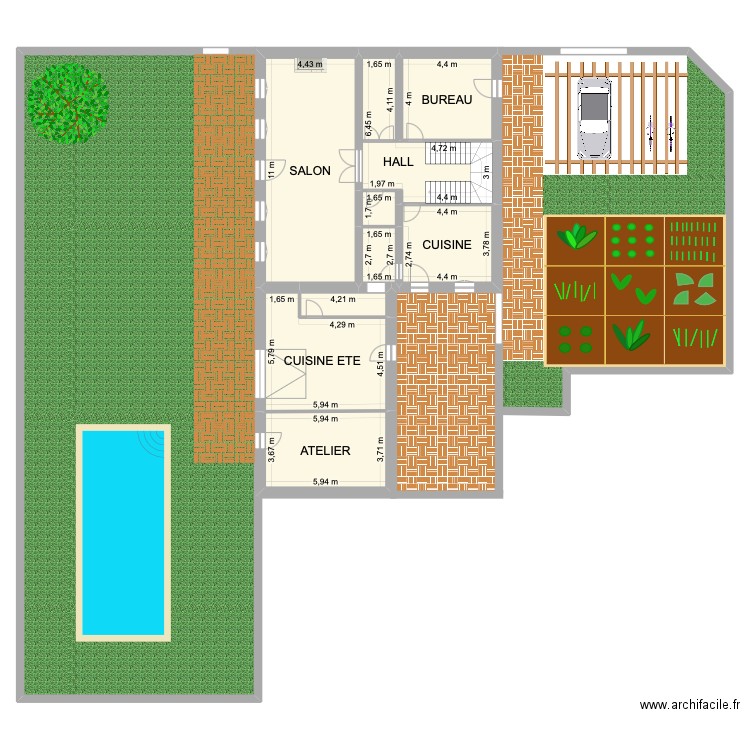 alison rdc. Plan de 9 pièces et 171 m2