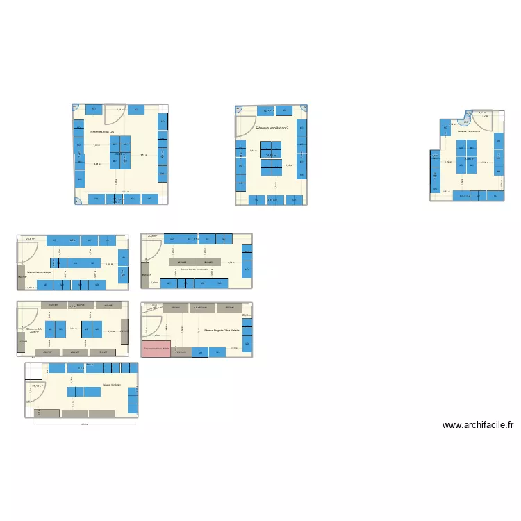 Soins Critiques. Plan de 8  et 182 m²