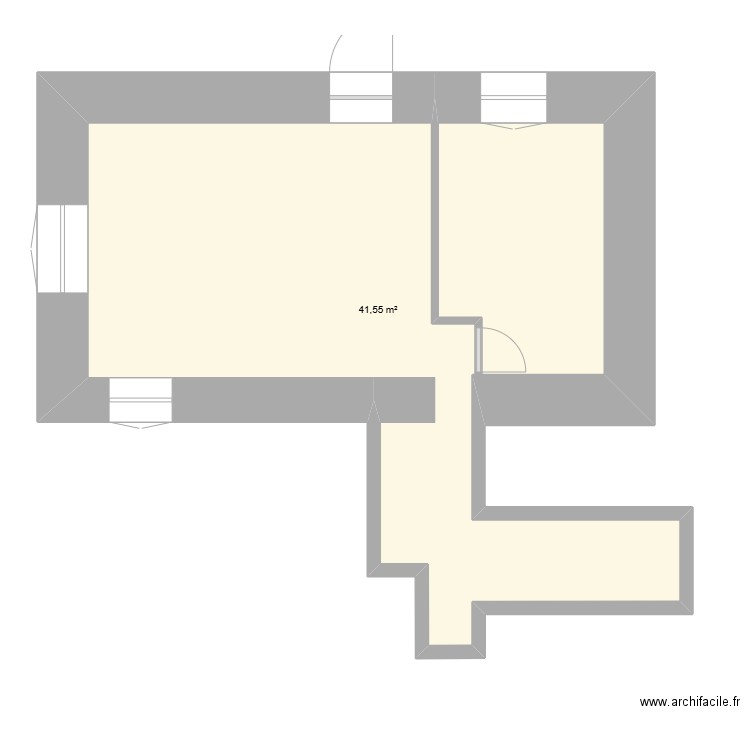 Hauteville 2. Plan de 1 pièce et 42 m2