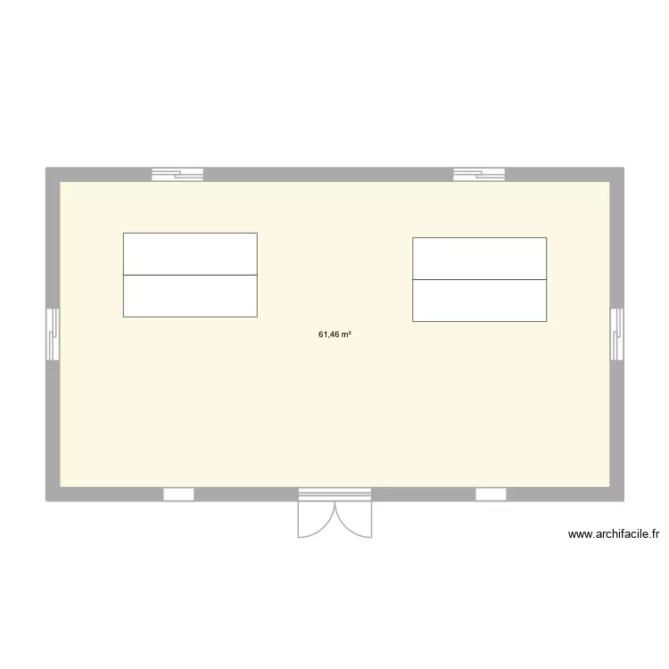 Cuisine. Plan de 1  et 61 m²