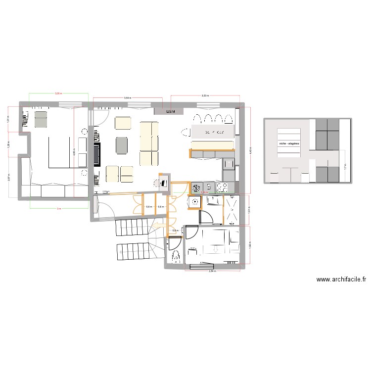 charlot 12.2. Plan de 1 pièce et 14 m2