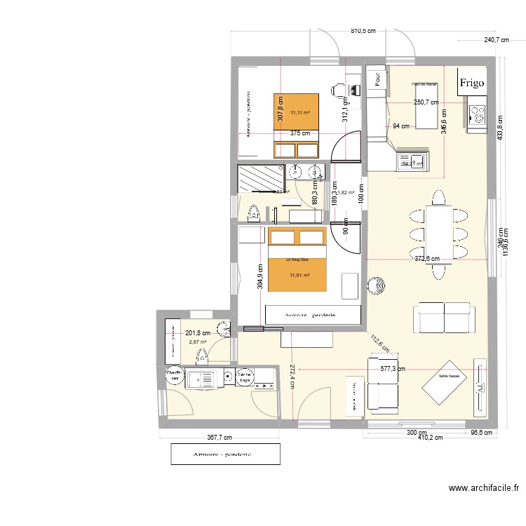 Michel a renover . Plan de 6 pièces et 87 m2