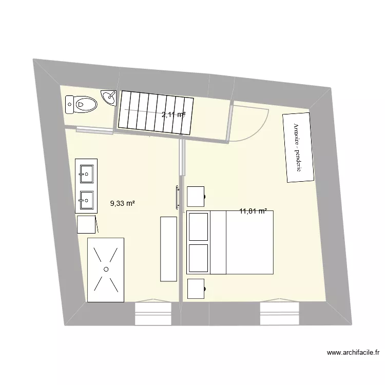 Borne etage 2. Plan de 3  et 23 m²