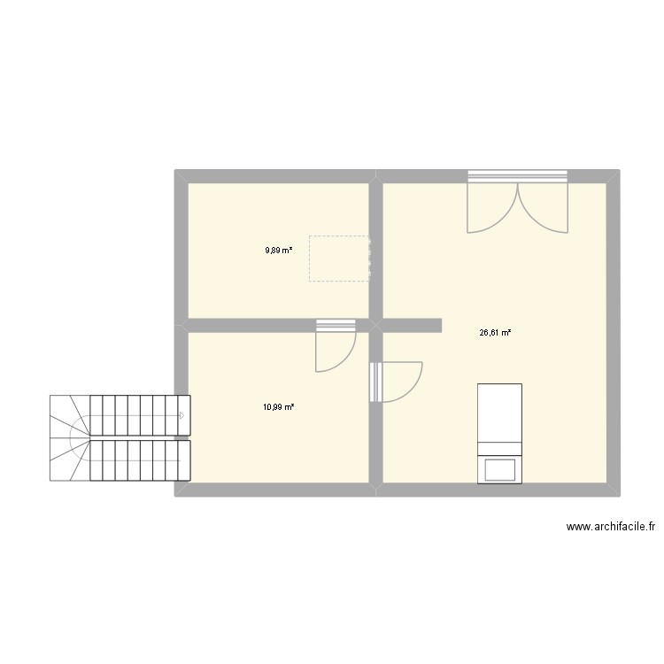 a_completer. Plan de 3 pièces et 47 m2