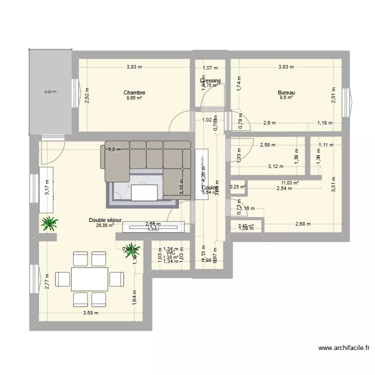 Appartement aménagé. Plan de 9 et 67 m² Appartement aménagé. Plan de 9 et 67 m²