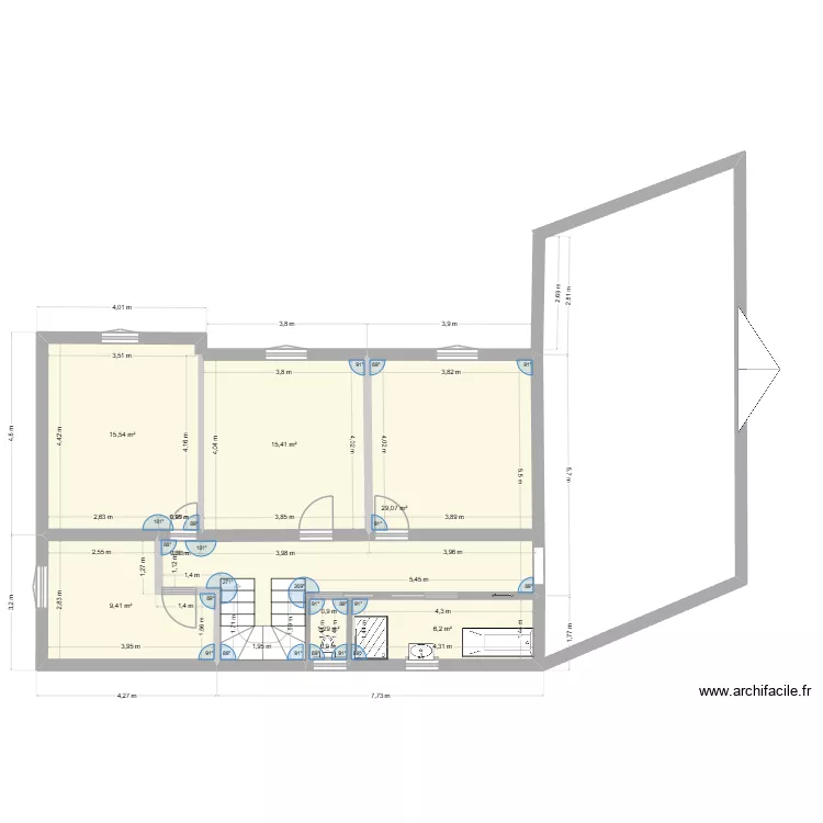 maison pluduno &eacute;tage. Plan de 6 pièces et 77 m²