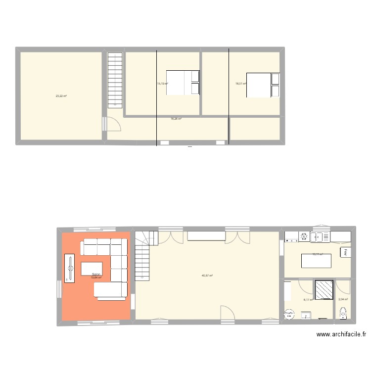 Jordo. Plan de 9 pièces et 150 m2