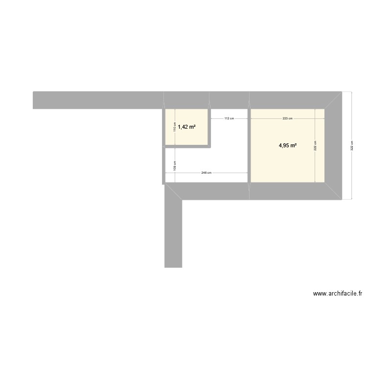 ROUX - Dole. Plan de 2 pièces et 6 m2