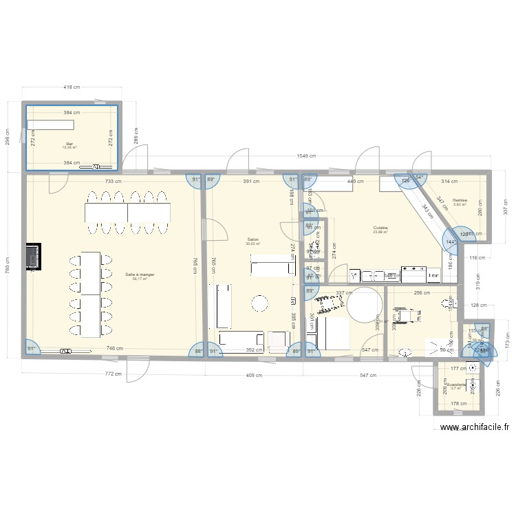 juif rdc aménagement inv cuisine. Plan de 9 pièces et 153 m2
