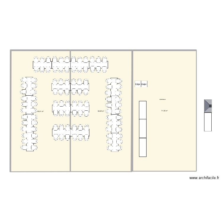 plan table mariage. Plan de 3 pièces et 207 m2