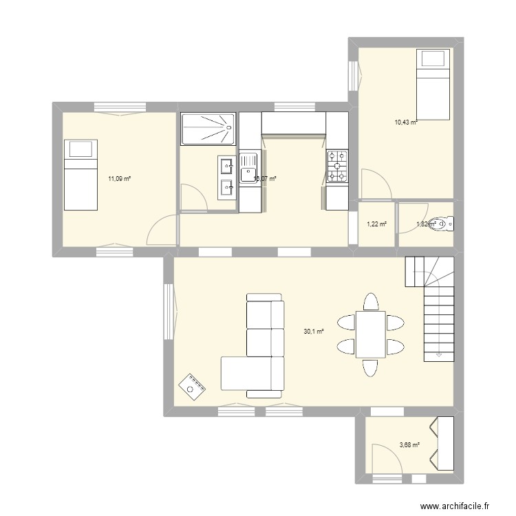 viroflay etage5. Plan de 7 pièces et 74 m2