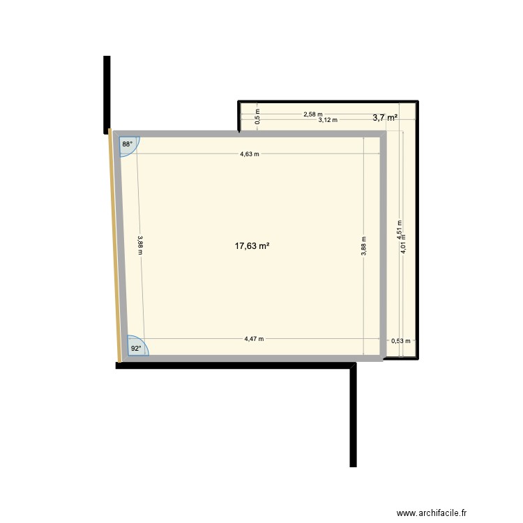 cybertoutoute.. Plan de 2 pièces et 21 m2