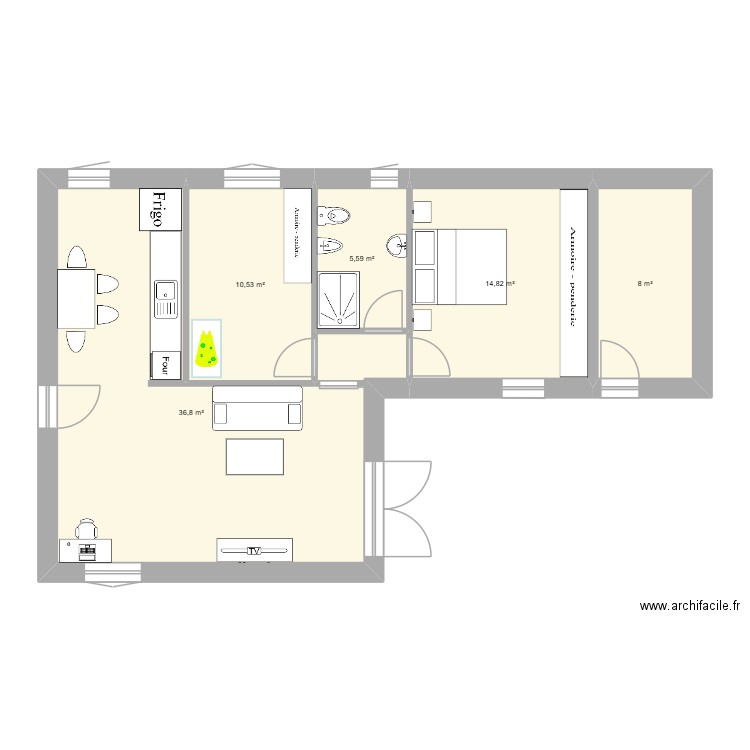 Pianta per Michele. Plan de 5 pièces et 76 m2