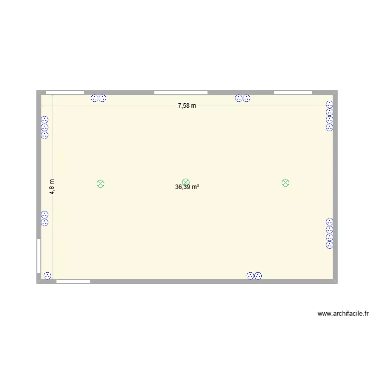 Salon. Plan de 1  et 36 m²