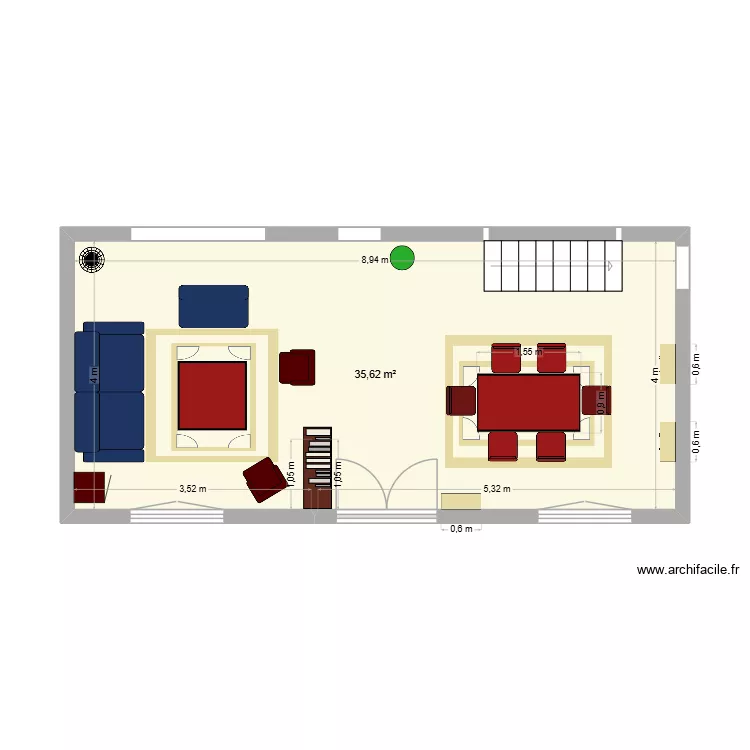 salon. Plan de 1  et 36 m²