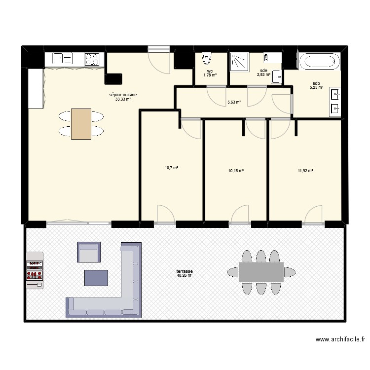 BERENGER. Plan de 13 pièces et 131 m2
