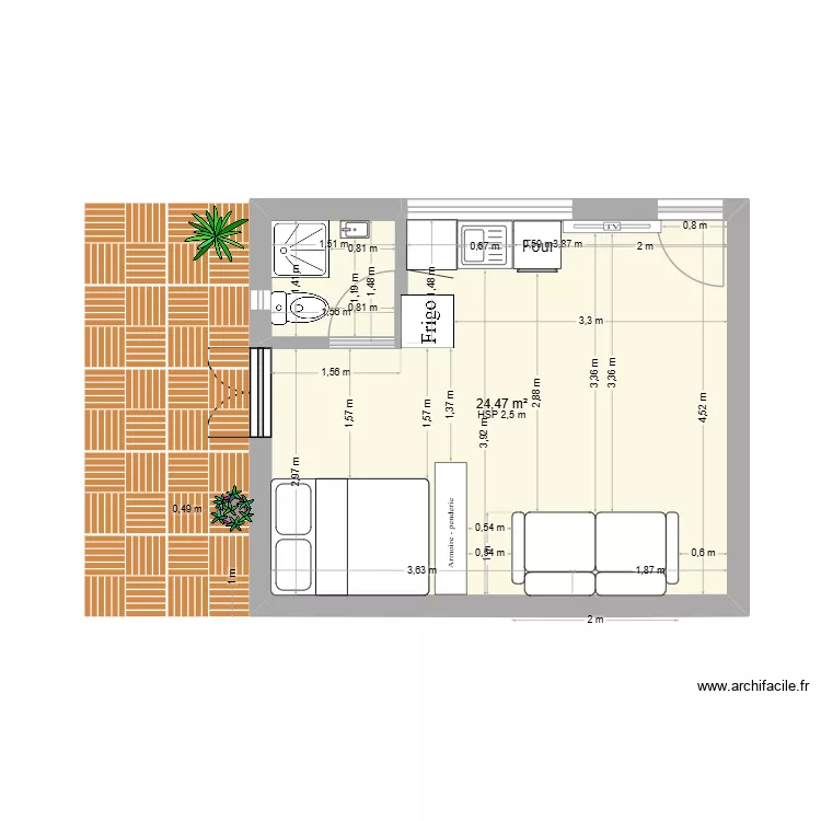 neny. Plan de 1  et 24 m²
