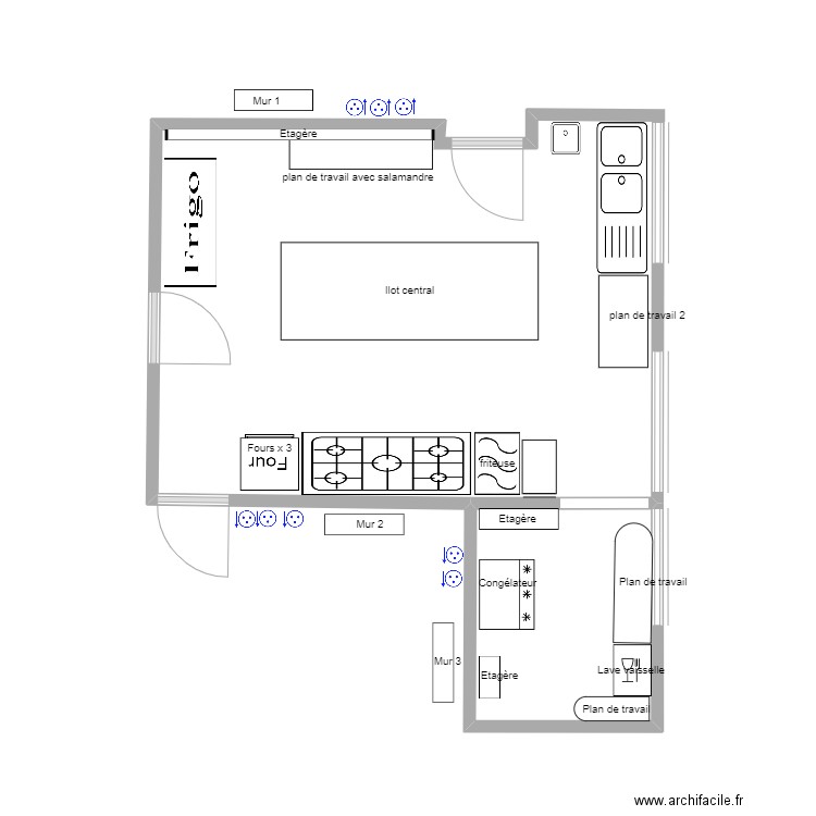 cuisine le mans. Plan de 1 pièce et 5 m2