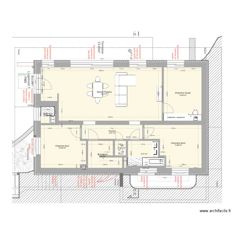 Viuz - RDC. Plan de 12 pièces et 101 m2