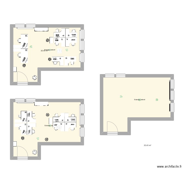 Bureau CERT - C112. Plan de 3 pièces et 67 m2