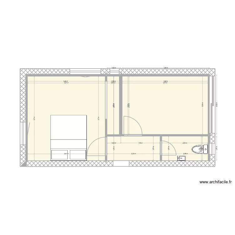 Extension Salles 3. Plan de 7  et 28 m²