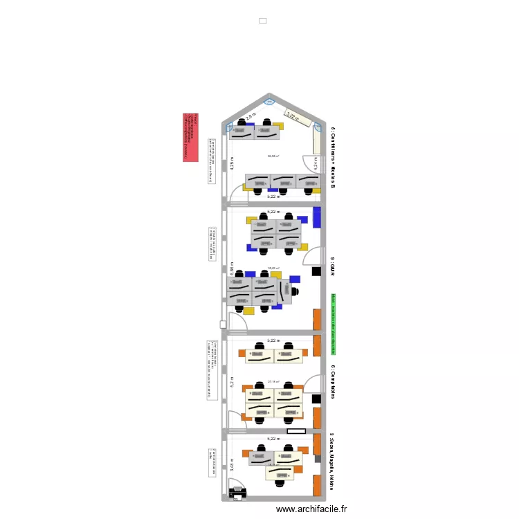 Zone tampon. Plan de 4 Pièces et 107 m²